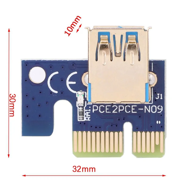 EDAL PCI E 009S Райзер 6 Pin 16X для майнинга BTC с 3 светодиодными Экспресс картами Sata