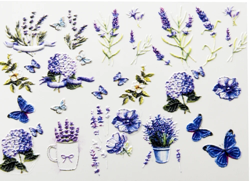 3D Acrylic Engraved flower Nail Sticker flower fish butterfly Water Decals Empaistic Nail Water Slide Decals hot Z0166