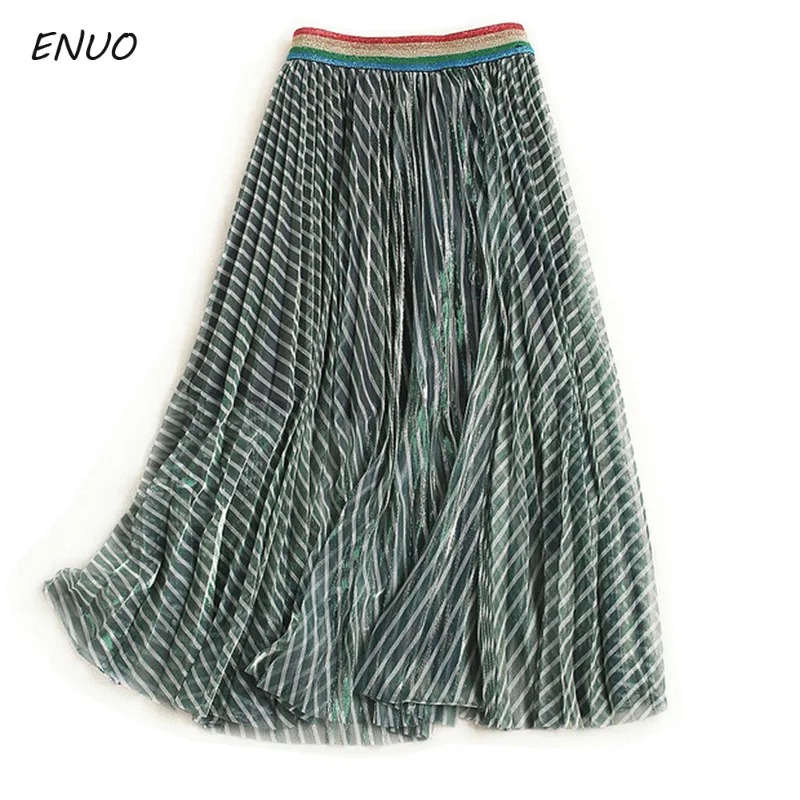 Великолепные радужные полосатые длинные женские юбки Blingbling эластичные на талии