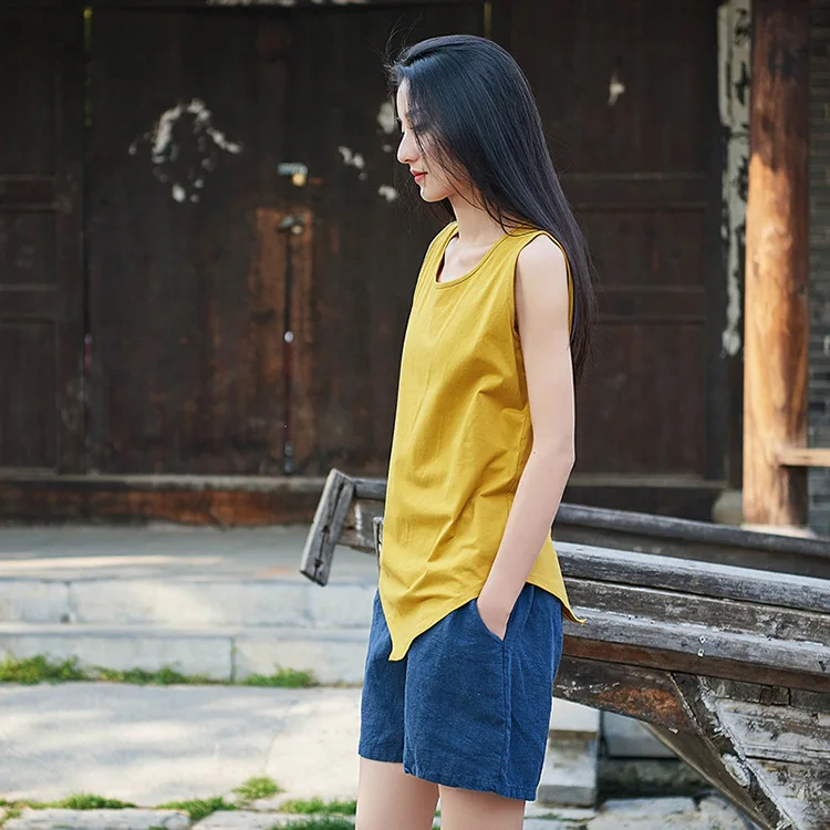 Suvance 2019 весна лето повседневные 4 однотонные с круглым вырезом без рукавов хлопок