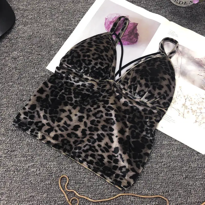 098 gray leopard Летнее бюстье, леопардовая майка, Женский Топ без рукавов, бандаж, сексуальная майка, укороченный топ, женские Стрейчевые короткие бархатные топы, бюстгальтер, жилет, C5307 - Цвет: 098 gray leopard