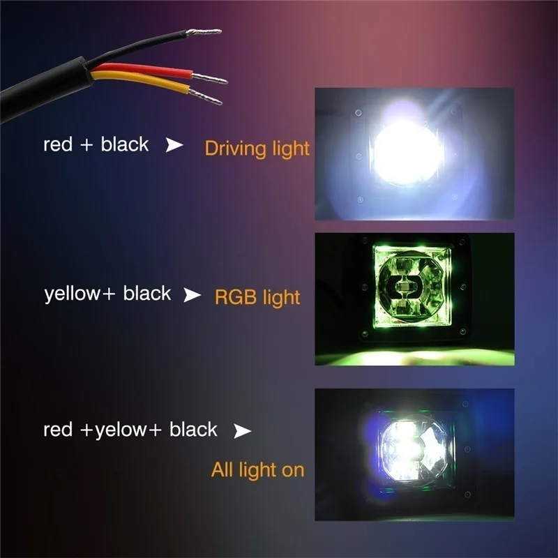 CO LIGHT 3 дюйма 30 Вт светодиодный рабочий свет бар RGB Halo изменение цвета погоня Led