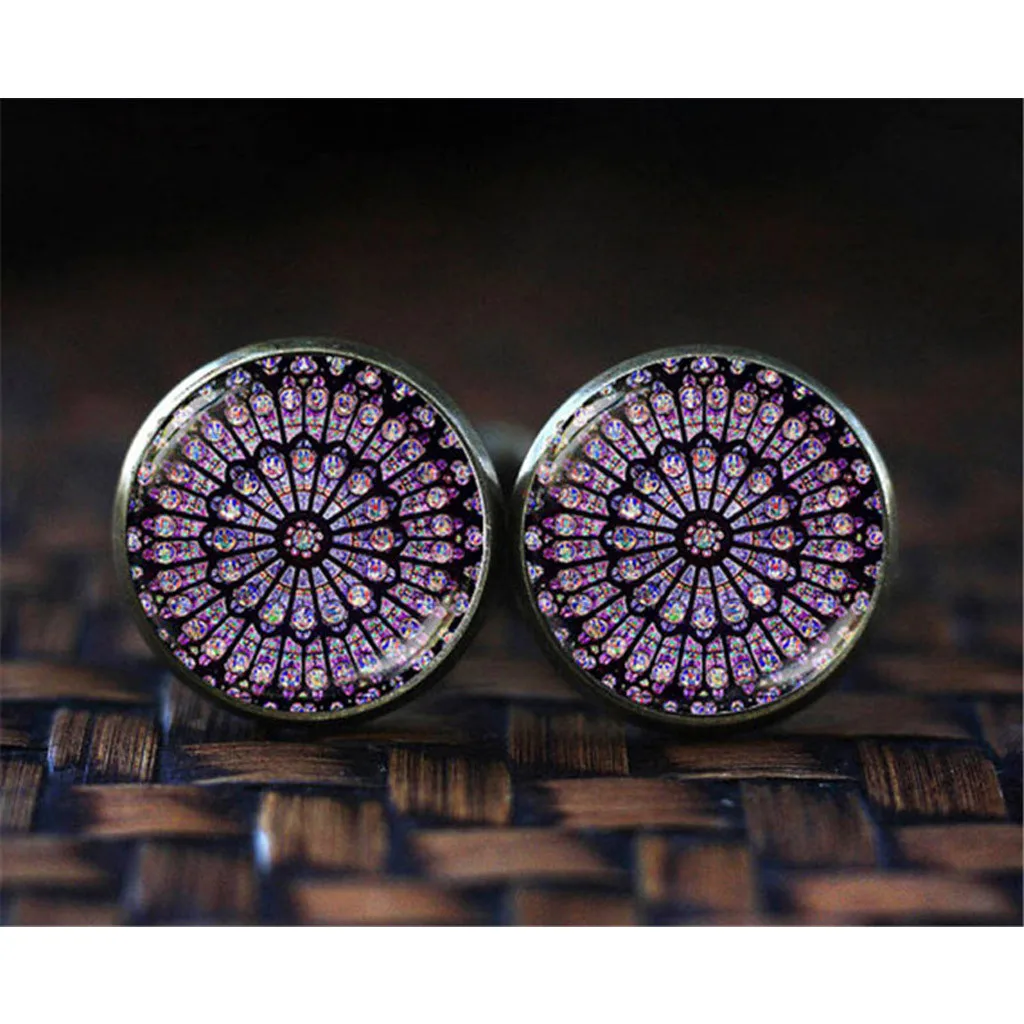 Запонки Нотр-Дам с драгоценными камнями Европейская и американская мода