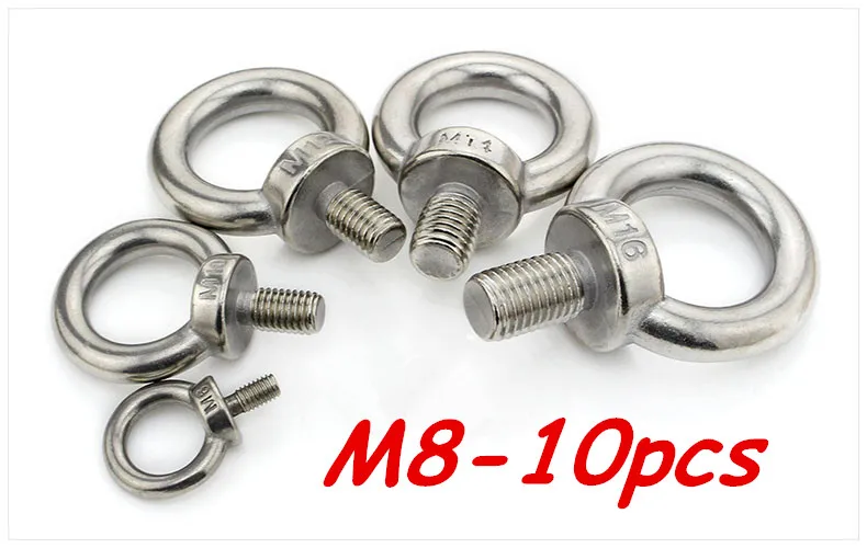 10 шт./лот M8 * 13 304 нержавеющая сталь подъемные болты круглое кольцо крюк болт |