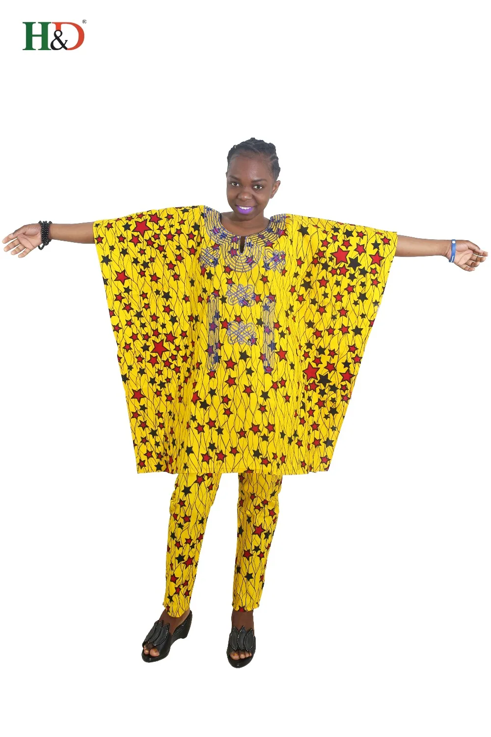 H& D Южноафриканская Женская хлопковая одежда для женщин топ dashiki брюки outsit костюмы Базен воск африканская традиционная одежда