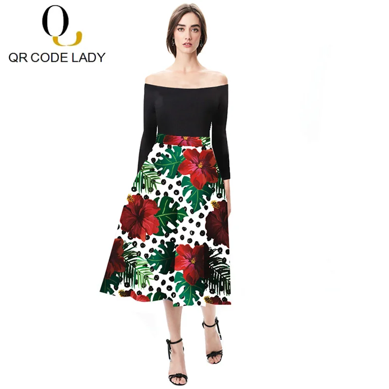 QR Fashion Summer Dress Women 2019 Casual Elegant Vintage Print Ball Gown Dresses Female Sexy Off Shoulder Evening Party | Женская
