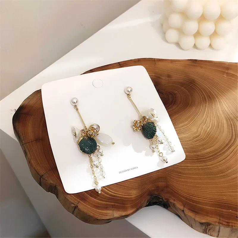 Женские серьги капельки ears high с искусственным жемчугом и кристаллами в виде