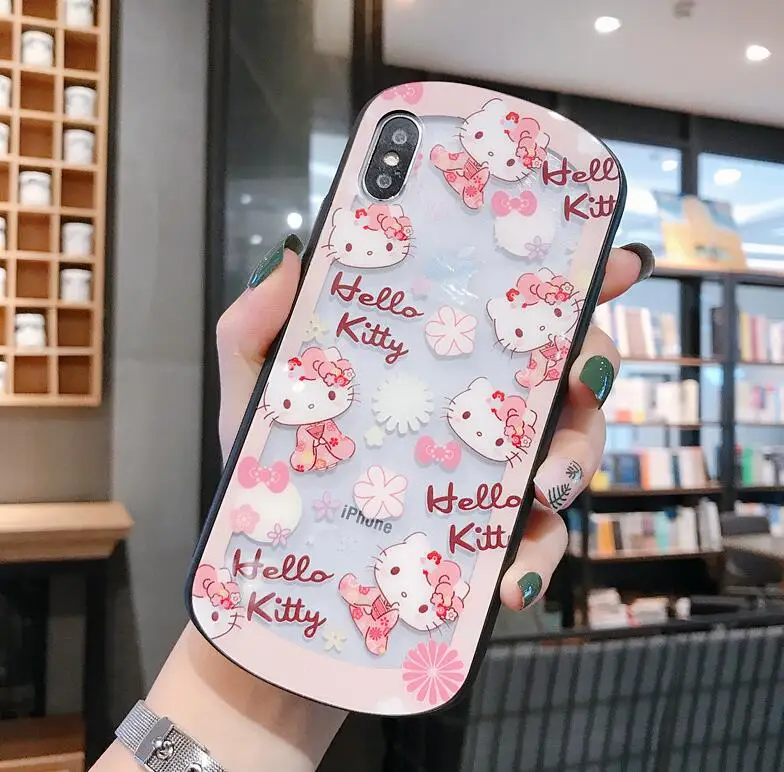 Для iphone 11 Pro Max прозрачный стеклянный милый котенок Модный чехол для телефона для iphone 6 6s 7 plus 8 plus X XR XS MAX чехол - Цвет: Лаванда