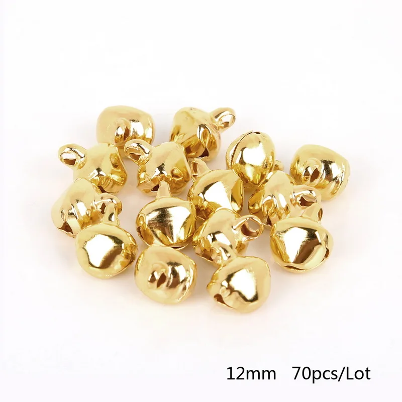 12mm 70Pcs 6/8/10/12/14 мм колокольчики золото Цвет свободные железные шарики со звуками фестиваль для рождественской вечеринки декорация рукоделие хобби аксессуары - Цвет: 12mm 70Pcs