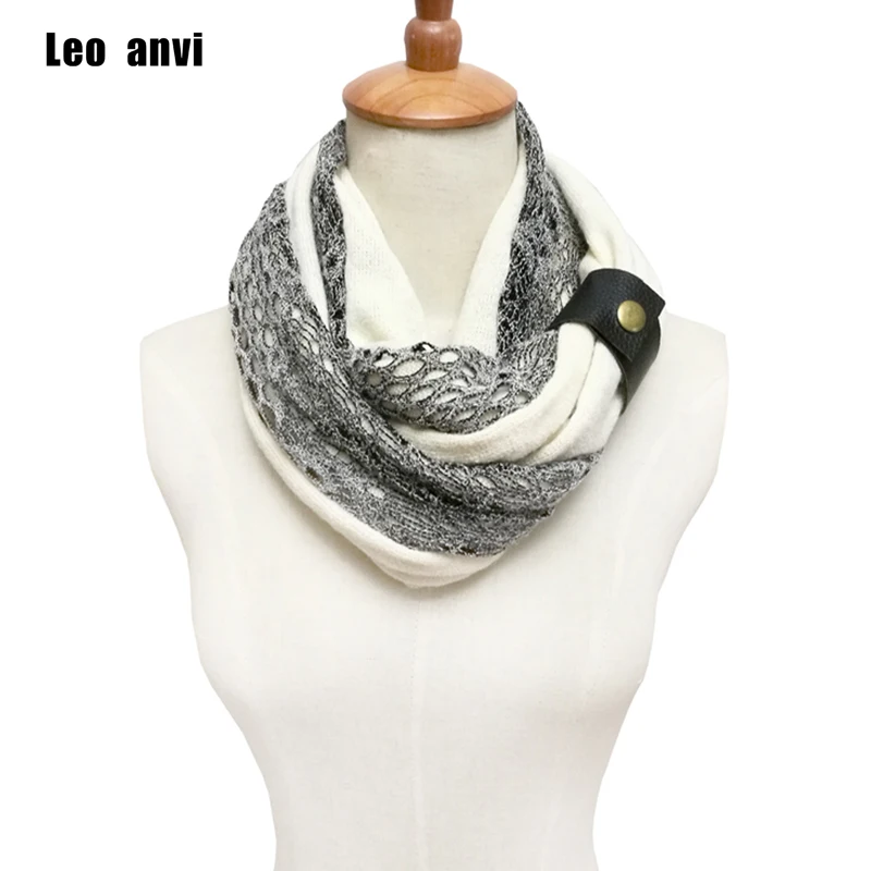 Модные дизайнерские белые и темно синие кружевные шарфы кольца Leo anvi стильные