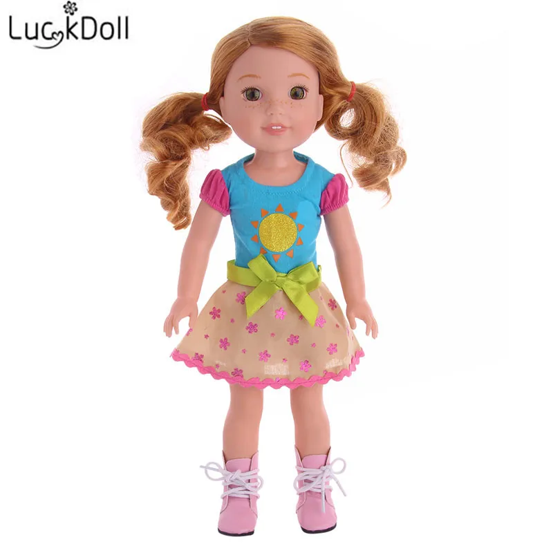 LUCKDOLL милое платье для 14 5 дюймов кукла Wellie Wishers аксессуары девочек игрушки