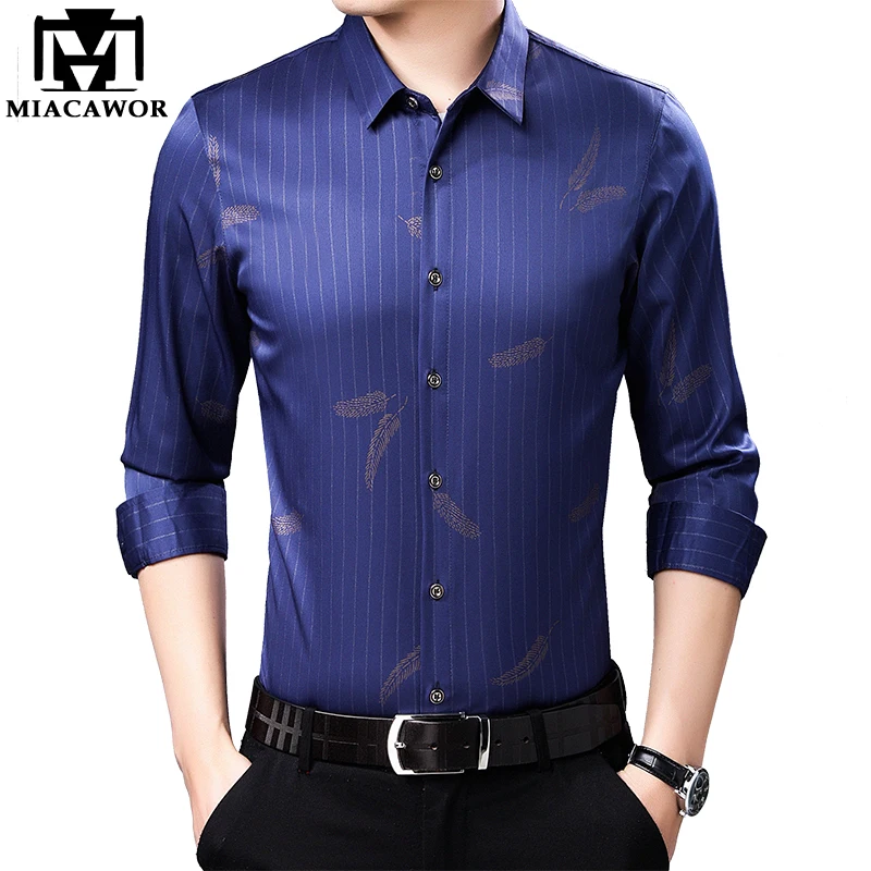 Рубашка мужская повседневная приталенная с длинным рукавом C454|Повседневные