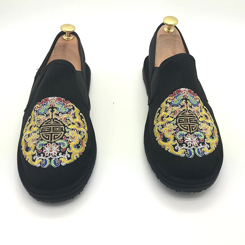 Традиционная дышащая обувь прогулочная Тканевая с вышитыми цветами