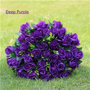 deep purple Новое поступление, Моделирование искусственных цветов, искусственный цветок, свадебные принадлежности, Шелковый цветок, 36 голов, букет роз, 13 цветов - Цвет: deep purple