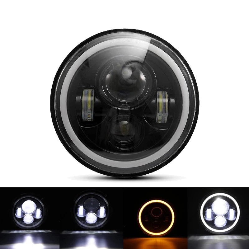 style 1 Oslamp 7 дюймовые фары Желтый Белый Halo угол глаза светодиодный фары для авто светодиодный фары 12v для Jeep Wrangler JK по низкой цене для Land Rover - Испускаемый цвет: style 1