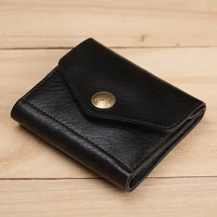 Мужской маленький кожаный кошелек AETOO, повседневный бумажник из воловьей кожи с эффектом потертости