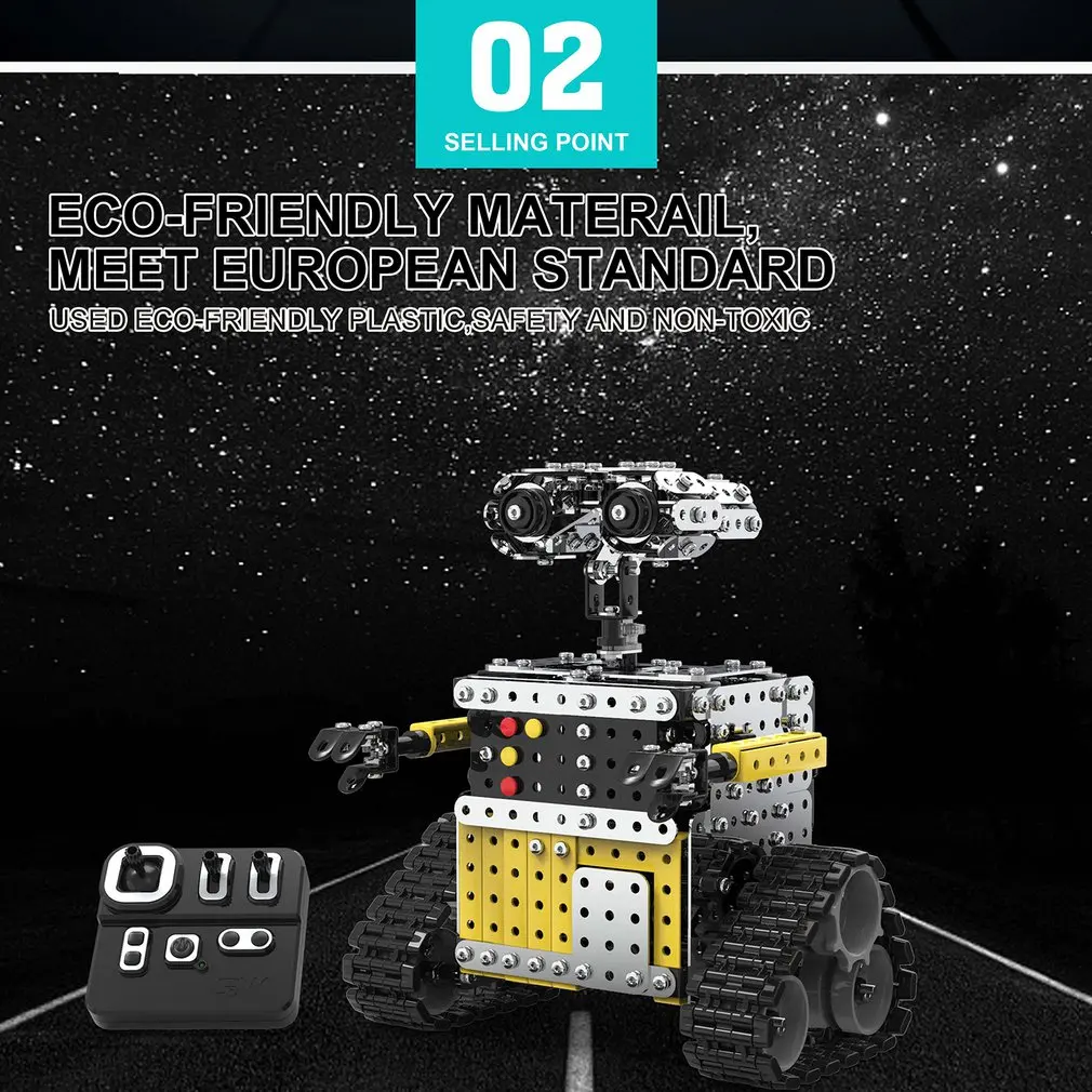 DIY робот из нержавеющей стали с дистанционным управлением ToySliding Block Building, сборные робот-игрушки, подставка для детей, детские игрушки в подарок