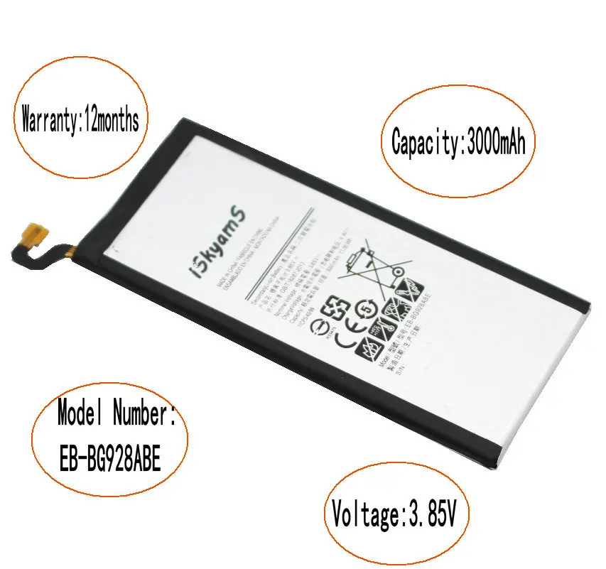 ISkyamS 1 шт. 3000 мА/ч EB BG928ABE батарея для Samsung Galaxy S6 Edge + Plus G928F G928A G928P G928T G928V G928R4 G928S
