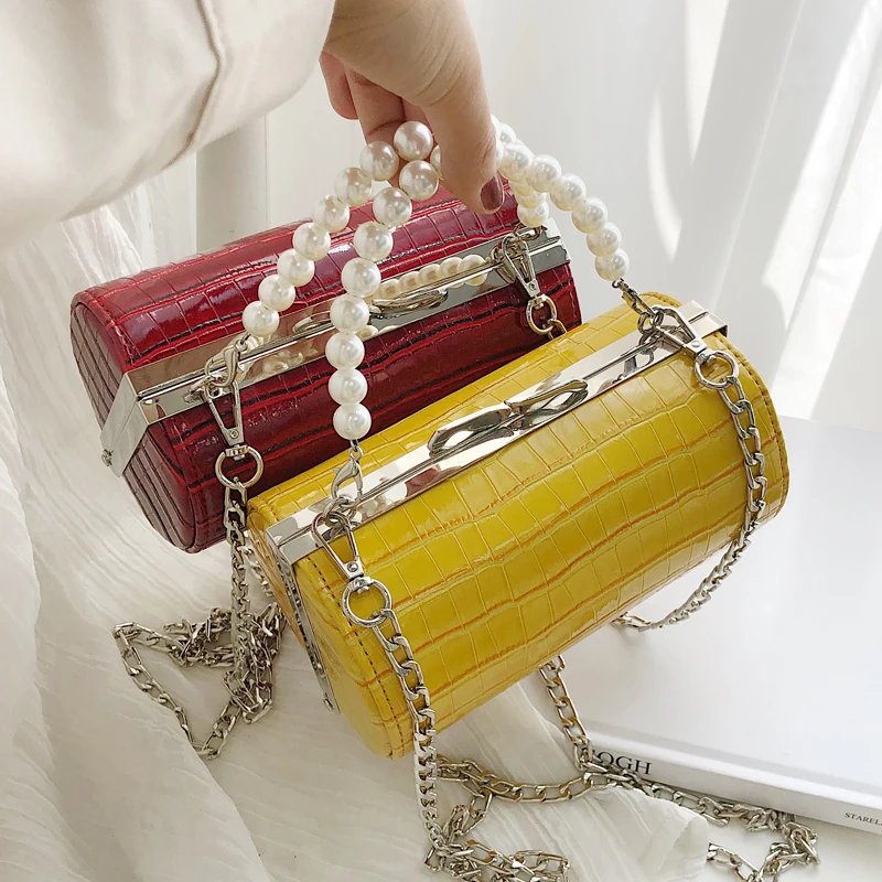 Камень текстура цилиндрическая жемчужная ручка Pu модная повседневная сумка