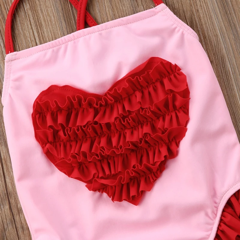 Комплект из одного предмета с 3D сердцем для маленьких девочек купальник