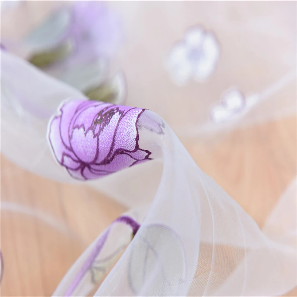 Вуаль занавески панели s Прозрачный офсетный принт пион узор затенение