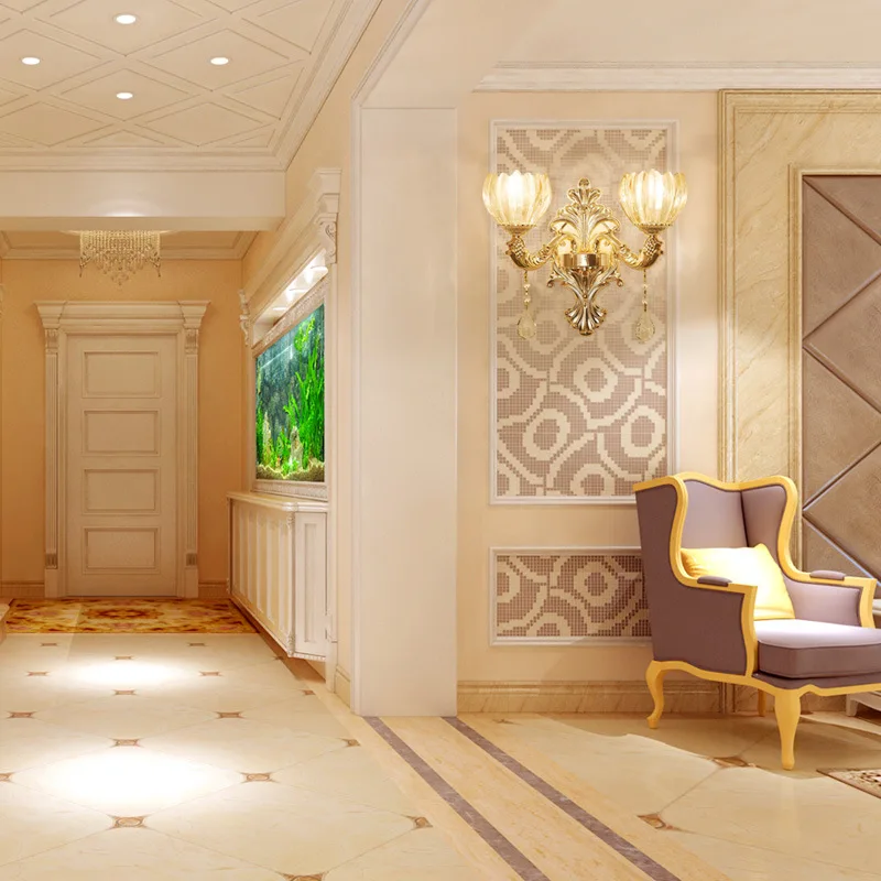 Европейский Хрустальный настенный светильник для гостиной спальни кровати