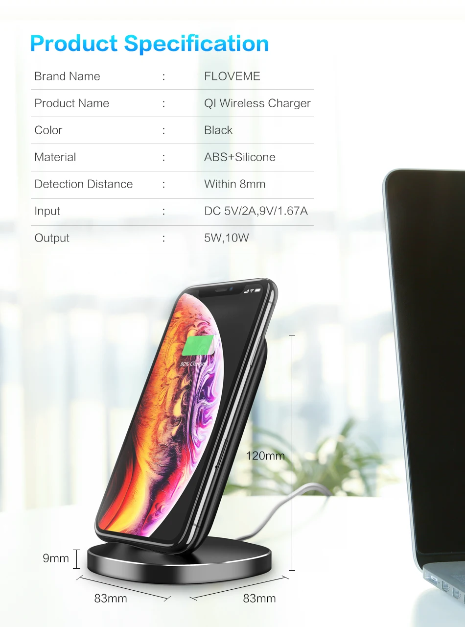 FLOVEME новое 10 Вт Беспроводное зарядное устройство для iPhone XS X XR 8 Plus быстрое Qi Беспроводное зарядное устройство для samsung Galaxy S10 Plus S10e S9 S8 док-станция