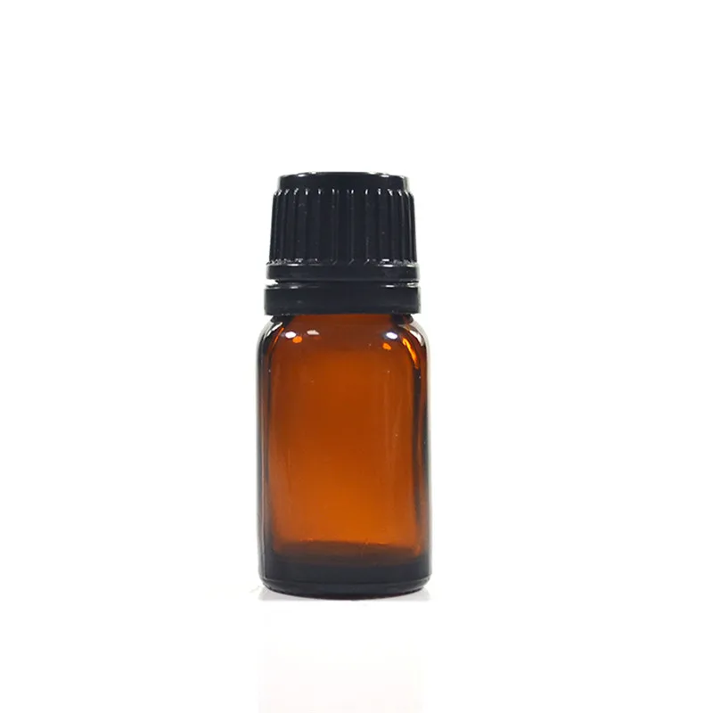 

100pcs 10ml amber glass essential oil bottle with orifice reducer 1/3oz amber glass bottle with plug tamper evident cap dropper