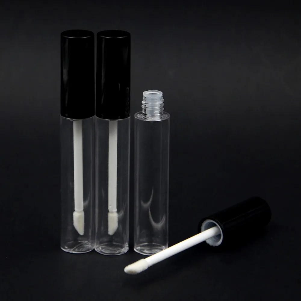 100pcs 10 ml clear Color Lip Balm Bottle with black lid, 10ml plastic Empty Lipstick tube, 10ml Clear Plastic Cosmetic Container