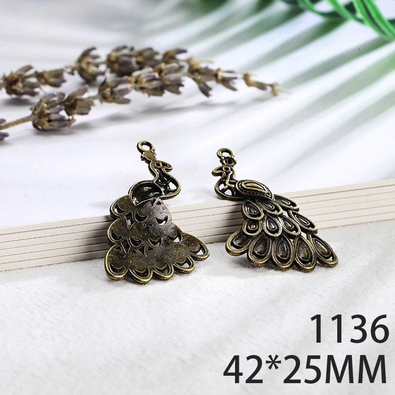 

42*25mm 5pcs Peacock Alloy Pendant For Diy Jewelry Making 2 Colors Antique Silver Antique Bronze No.1136