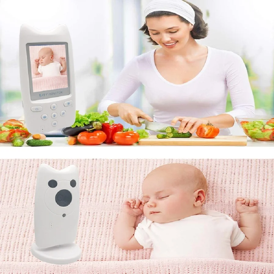 2.4-дюймовый цифровой детский монитор ECO портативная беспроводная камера няни с интеркомом, контролем температуры, фотосъемкой и колыбельными песнями.