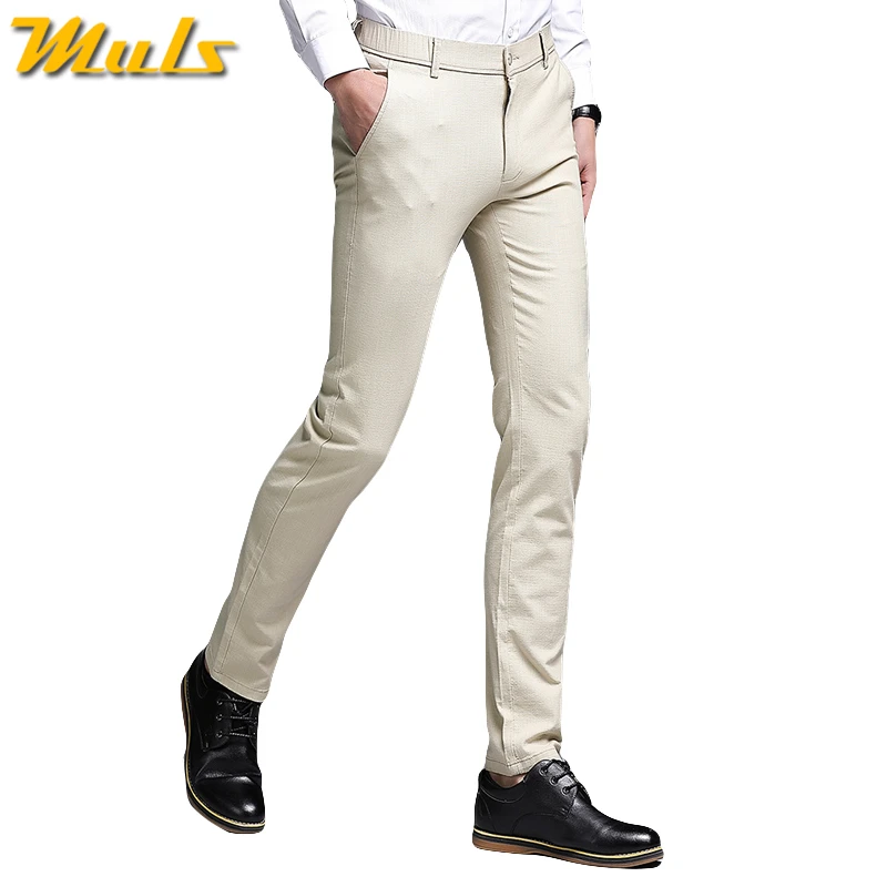 2019 Autumn New Fashion Pants Men Slim Fit Classic Casual Mens Full Length Male Black Blue Cream Plus Size 38 40 | Мужская одежда