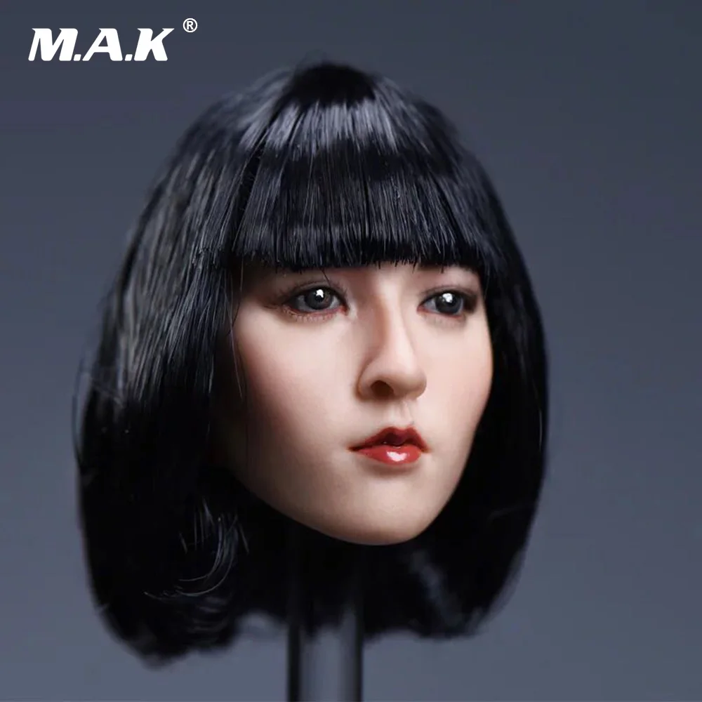 

Масштаб 1/6 Азия красивая женская модель голова Yun с длинными/короткими черными волосами для Fit PHICEN Suntan женское тело