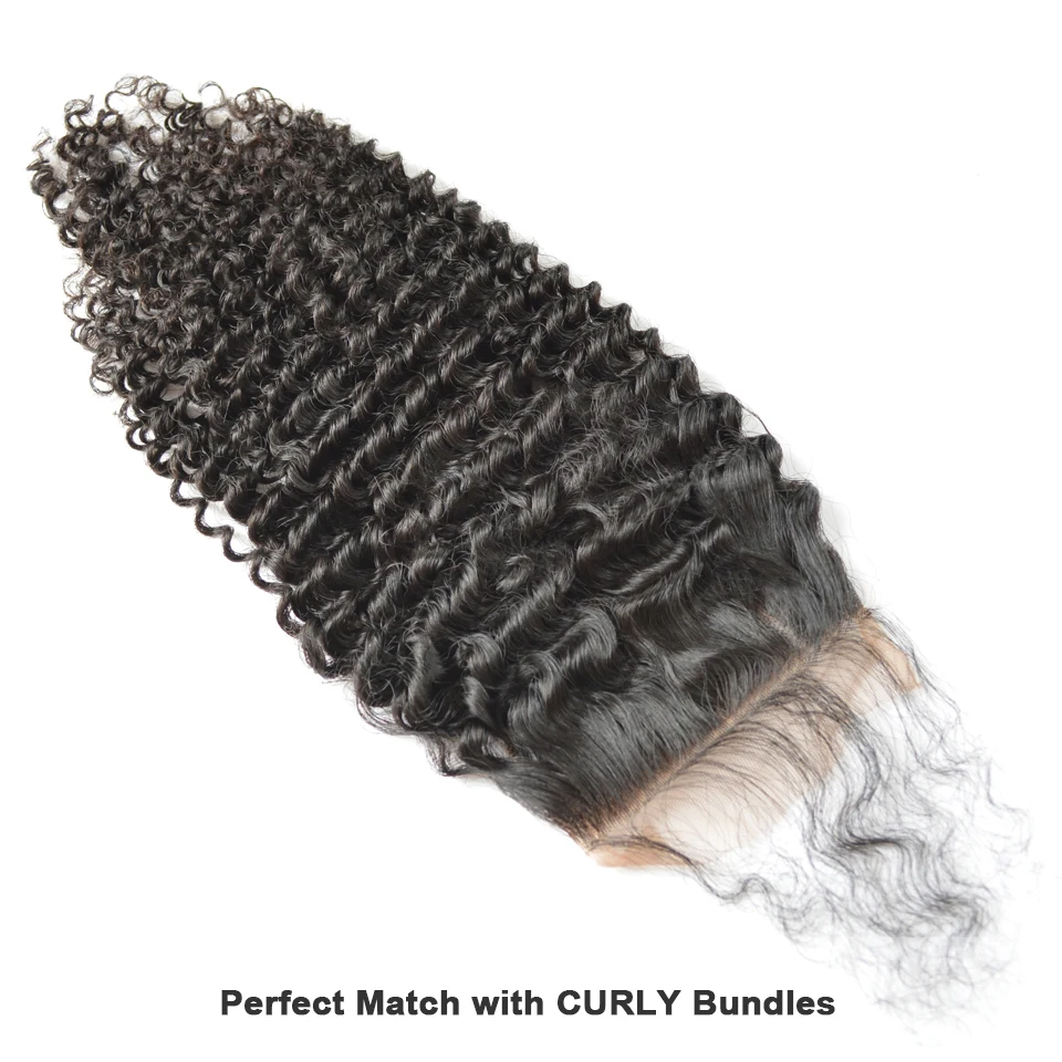 BAISI перуанские Виргинские человеческие волосы кудрявые кружева закрытие 4x4