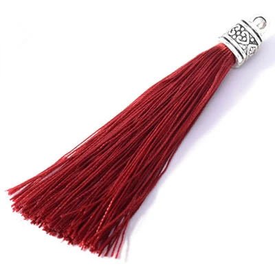 Bordeaux red 10 шт. Мини Серебряный колпачок голова кисточка ювелирные изделия занавески одежды декоративные аксессуары ключ сумка ручной Catenary кулон ремесло кисточки DIY - Color: Bordeaux red
