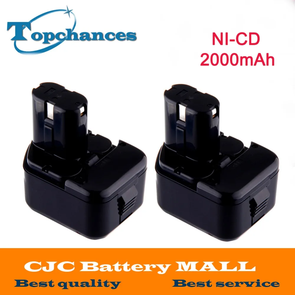 Комплект из 2 предметов, высокое качество NI-CD Мощность инструмент Батарея 12V 2000 мА-ч для экскаватора Hitachi EB1220BL EB1214S EB1212S WR12DMR CD4D DH15DV C5D