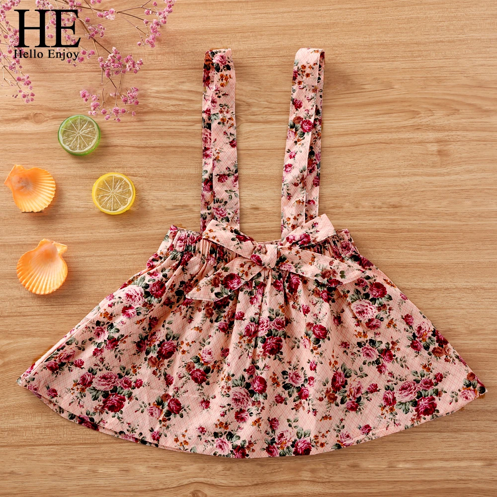 

HE Hello Enjoy Baby Girl Clothes Kids Clothing Cute Skirt Cotton Bowknot Floral Suspender Skirt Kids Clothes Summer Fashion 2019