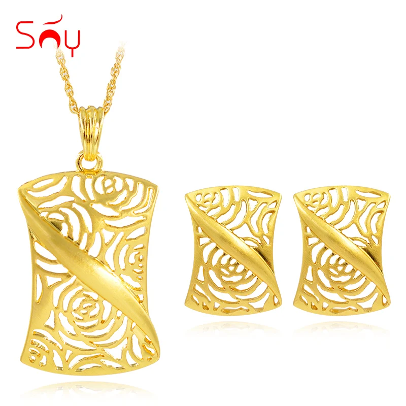 Солнечный ювелирные изделия квадратный полый Ювелирные наборы для женщин серьги