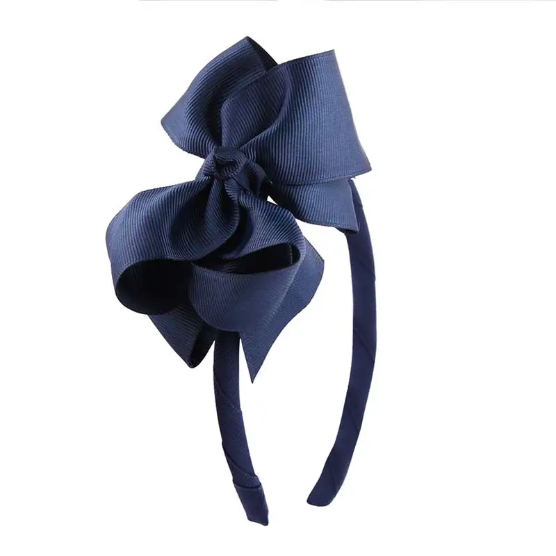 Navy blue C Новинка, 98 цветов, повязка для волос с бантом для девочек, детская цельная повязка для волос с корсажной лентой ручной работы, аксессуары для волос в горошек, головной убор - Цвет: Navy blue C