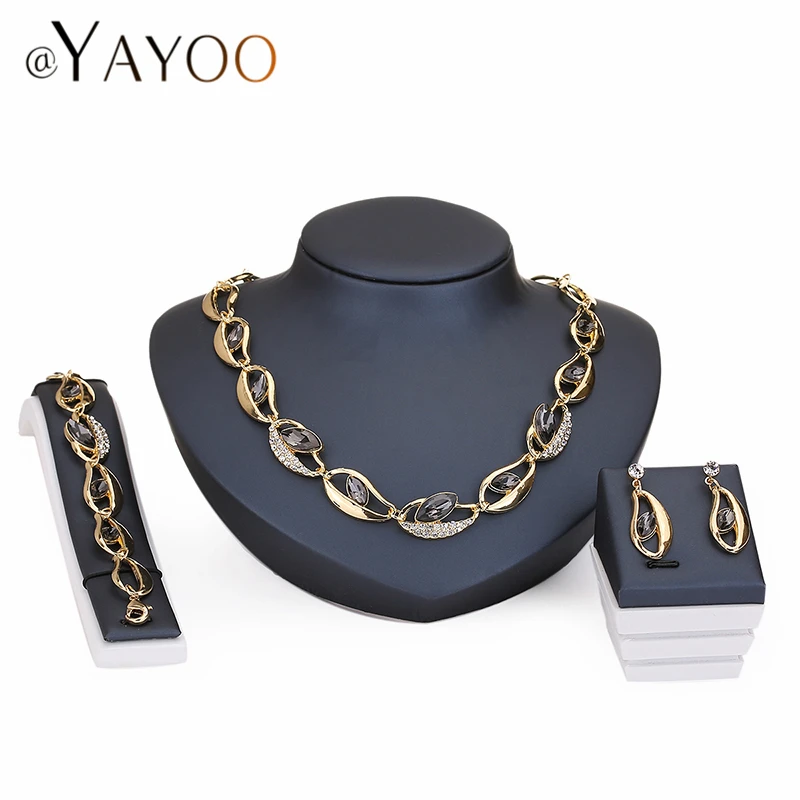 AYAYOO Модный свадебный набор украшений для женщин африканские бусы золотого цвета