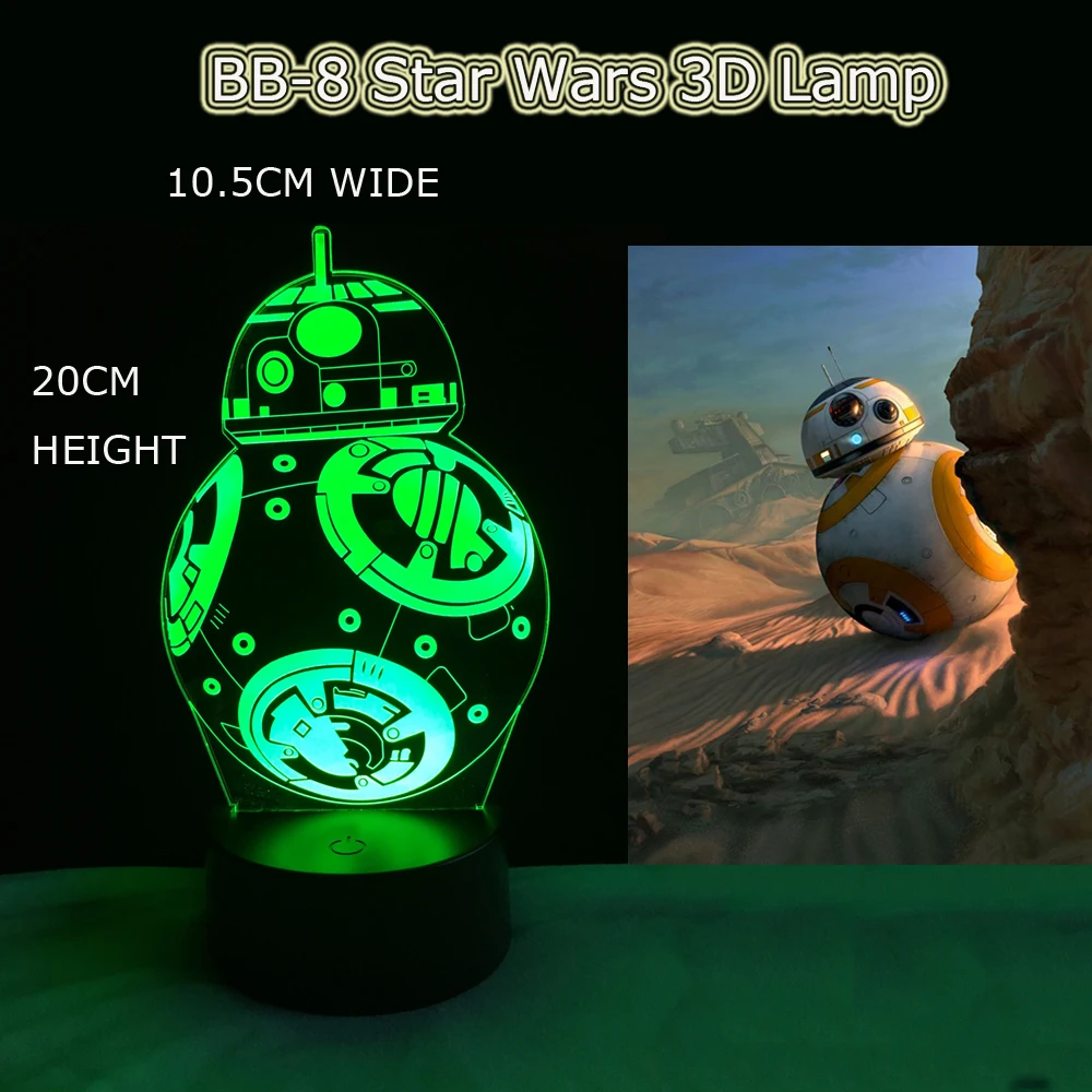 Новый мультфильм Звездные войны 3D Светодиодная лампа фигурки подарок игрушки BB 8