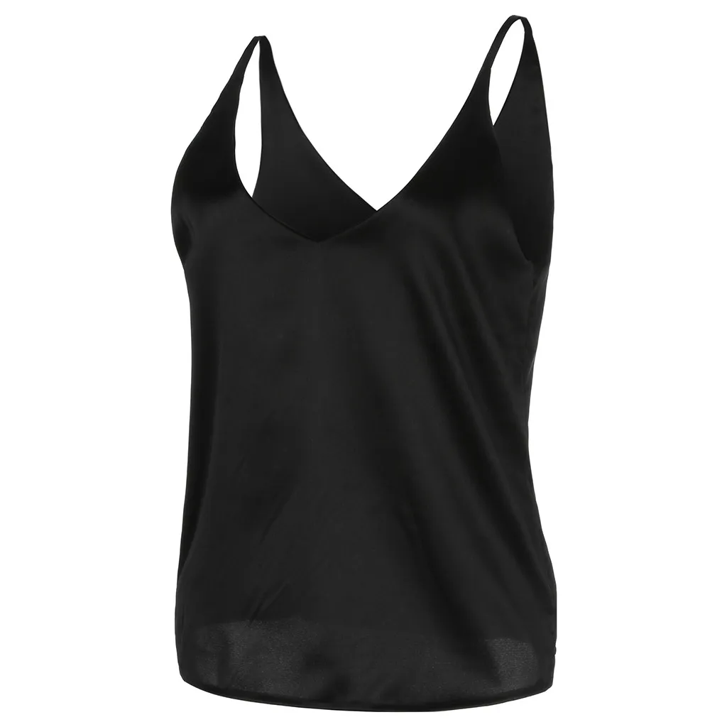 Модный женский сексуальный топ с v-образным вырезом, майка, летняя женская однотонная шифоновая Повседневная рубашка, тонкий жилет для банкета