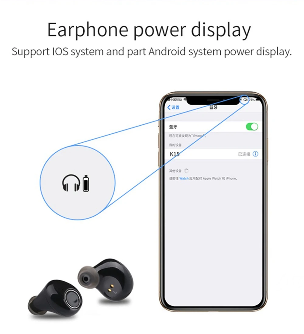Новинка K15 TWS беспроводная гарнитура Мини Bluetooth 5,0 гарнитура наушники глубокий бас беспроводная гарнитура портативная зарядная коробка Спортивная hea