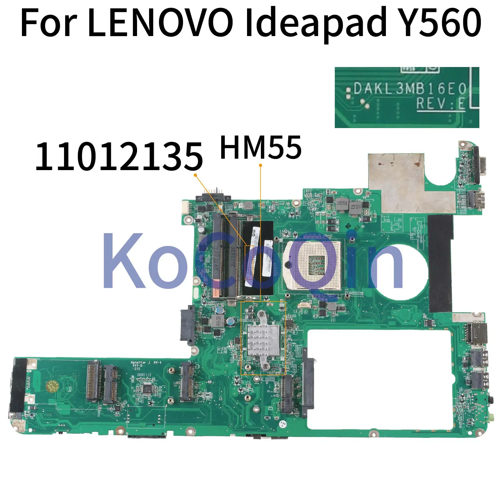 Материнская плата KoCoQin для ноутбука LENOVO Ideapad Y560 PGA989 материнская DAKL3MB16E0 11012135