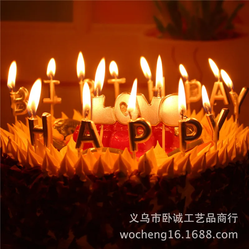 1 коробка свечи с надписью Happy Birthday & Love|Товары для украшения тортов| |