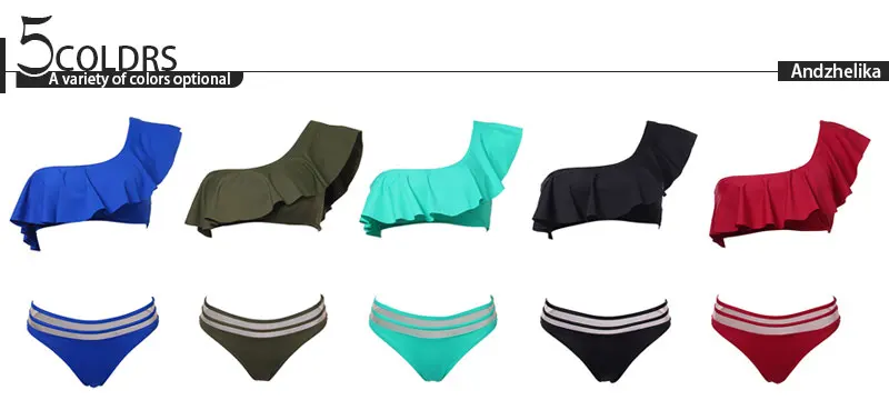 Andzelika bikini женский купальник бикини. Топ на одно плече с рюшами и плавки