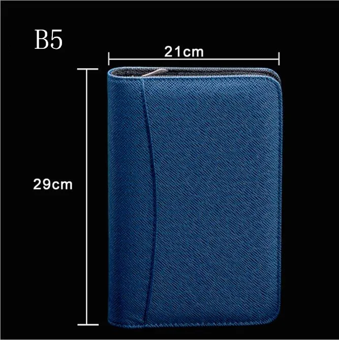 Blue B5 1 шт., блокнот из искусственной кожи A5, A6, B5, бизнес-блокнот с отрывными листами и журналами, Padfolio с калькулятором, дневник, планировщик, заметки, канцелярские принадлежности - Цвет: Blue B5