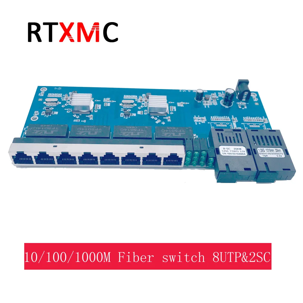 При создании PCBA 8UTP& 2SC 10/100/1000M Gigabit Ethernet-коммутатор Ethernet волоконно-оптический медиа конвертер одиночный режим 8* RJ45 UTP локальной сети) и 2* SC волокно