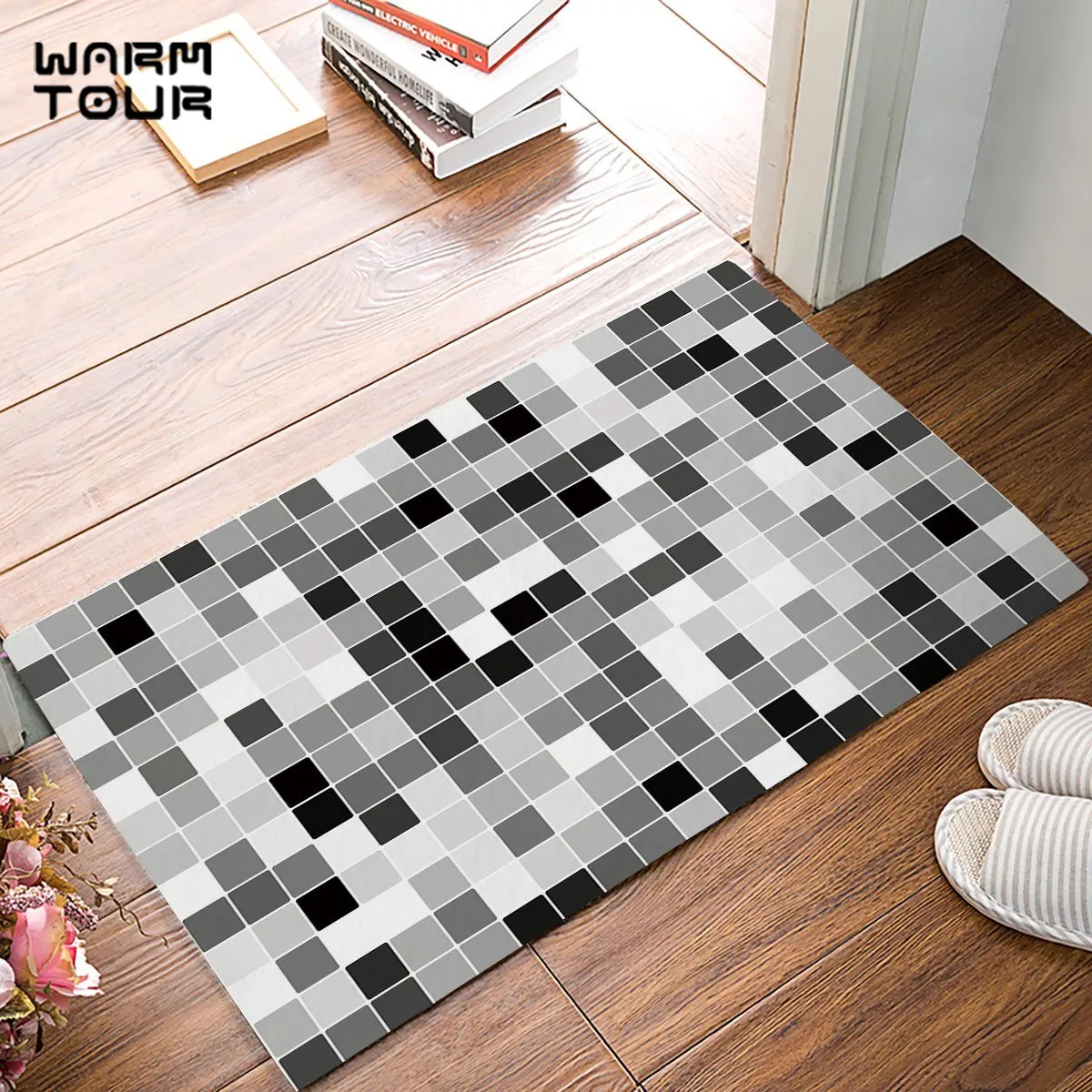18x30 дюймов черно белые мозаичные клетчатые коврики для дверей кухонный коврик