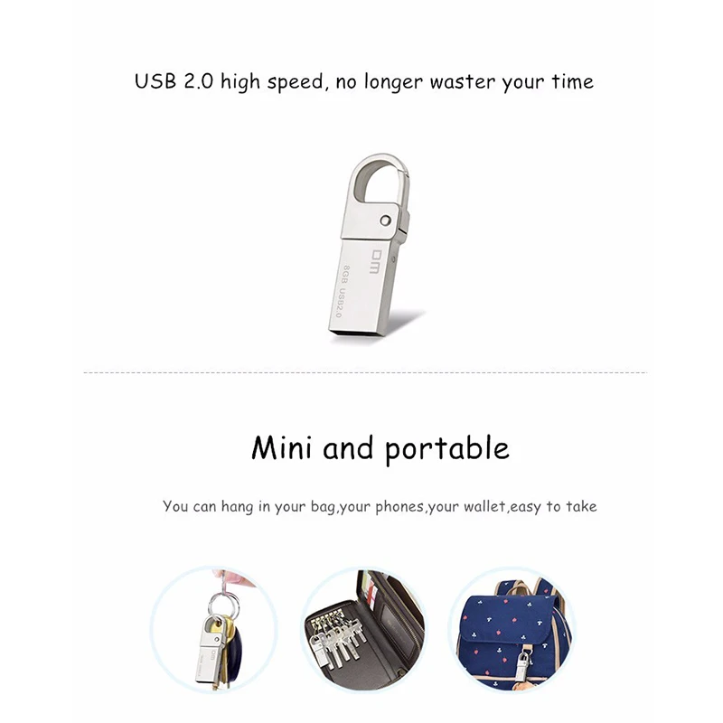DM PD027 32 Гб USB флеш накопитель металлический 16 Pen Drive Key Ring Водонепроницаемый 8 флешка